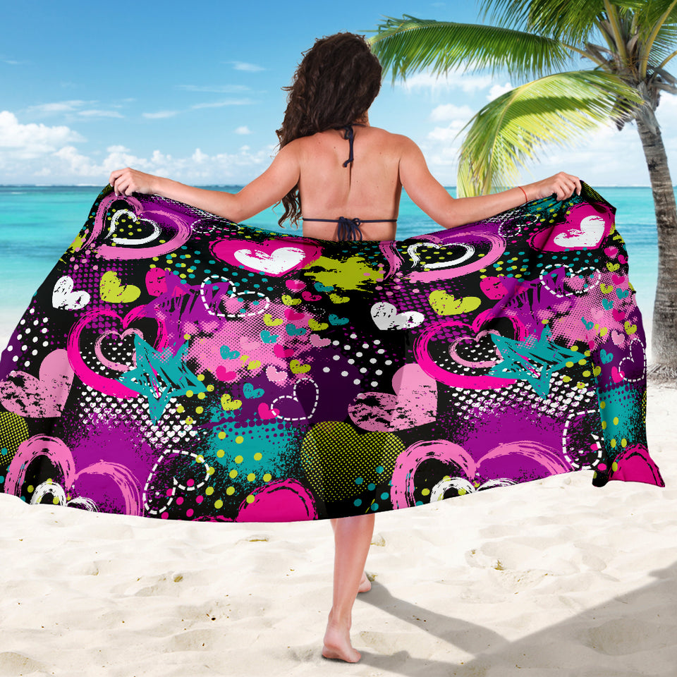 Heart Dot Wave Star Creative Design Pattern Sarong