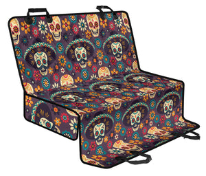 Sugar Skulls Flower Maxican Pattern Dog Car Seat Covers
