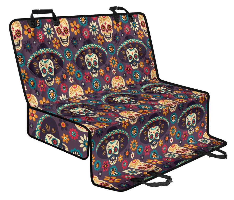 Sugar Skulls Flower Maxican Pattern Dog Car Seat Covers