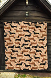 Dachshund Floral Background Premium Quilt