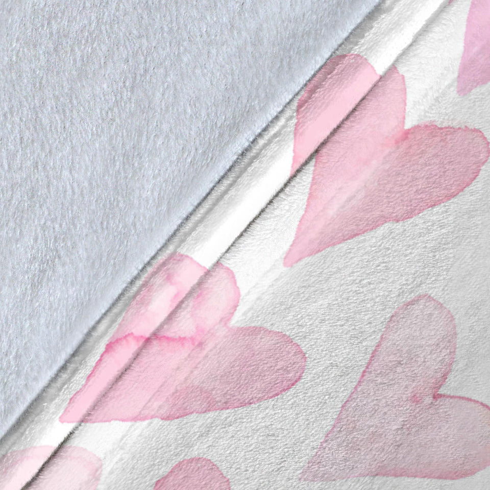 Watercolor Pink Heart Pattern Premium Blanket