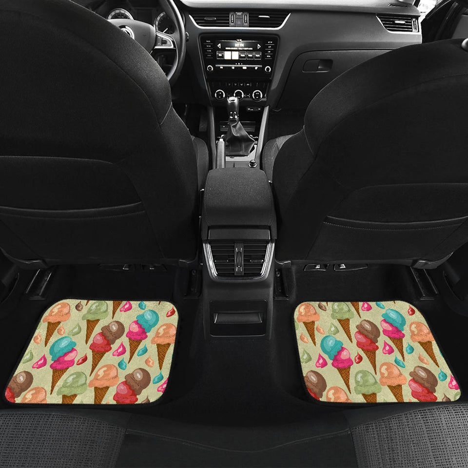 Colorful Ice Cream Pattern Front And Back Car Mats