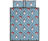 Cute penguin christmas snow pattern Quilt Bed Set