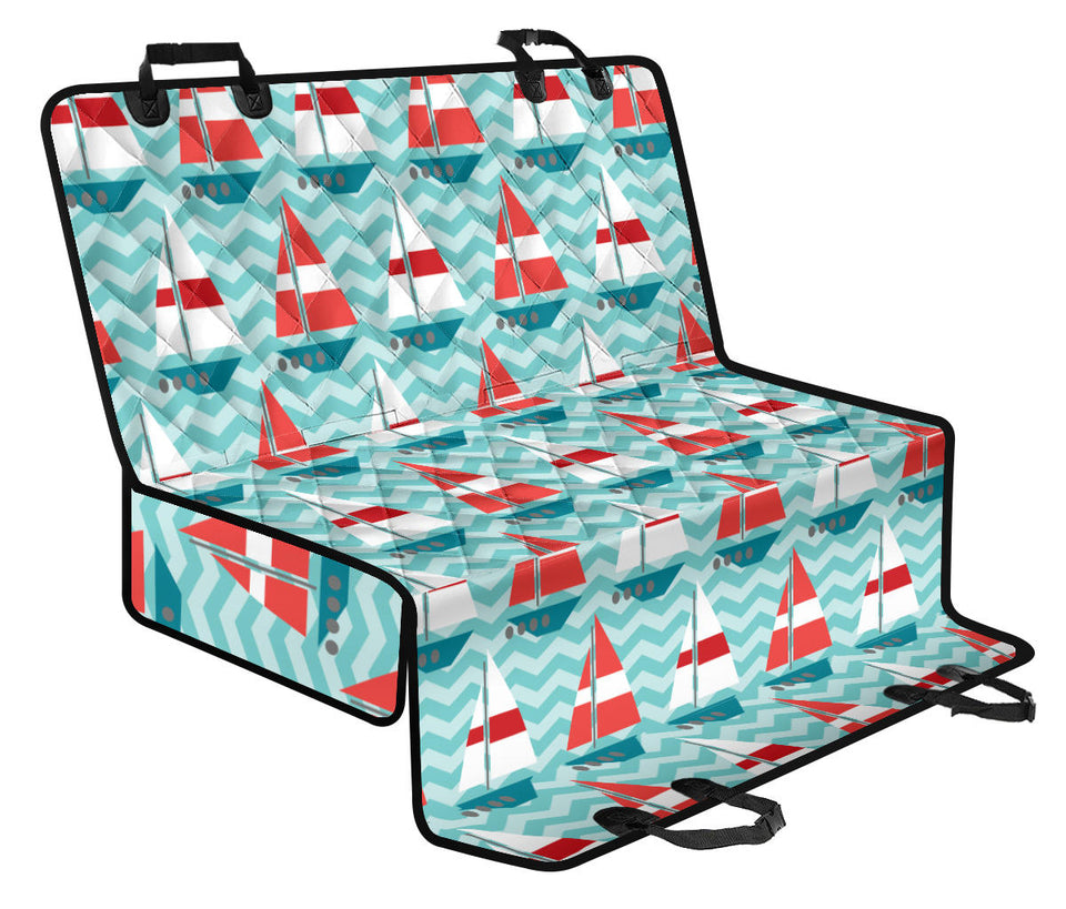 Red White Sailboat Wave Background Dog Car Seat Covers