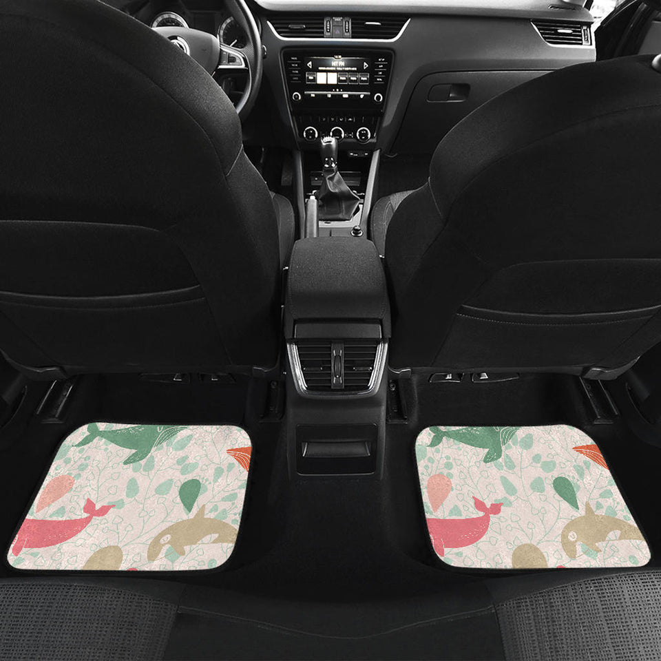 Cute Whale Pattern Front And Back Car Mats