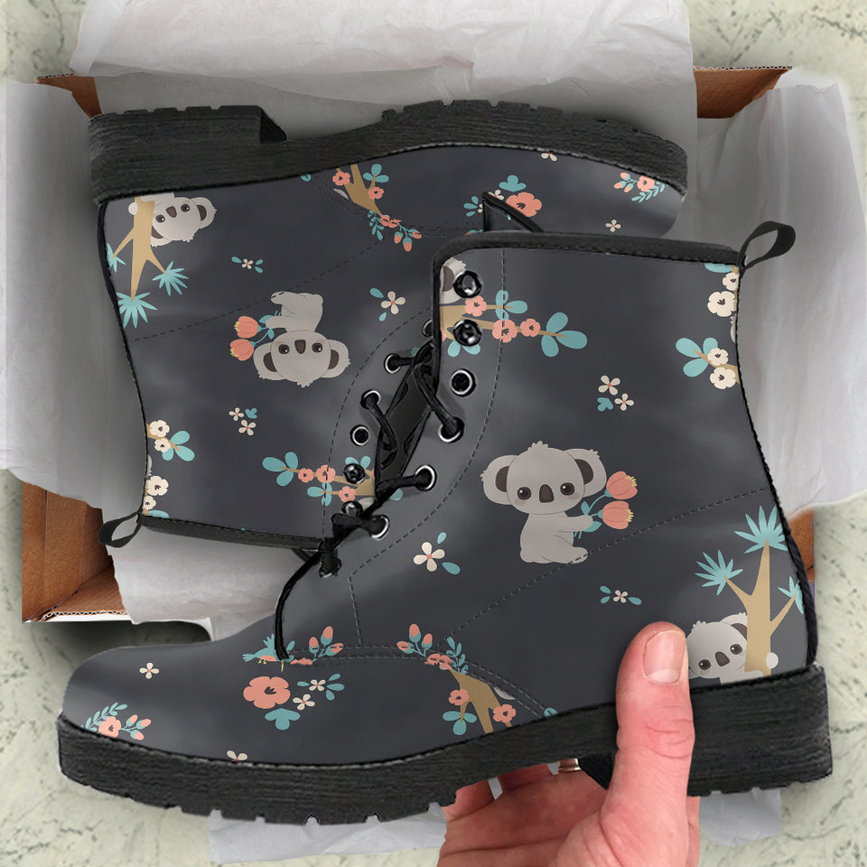 Cute Koala Pattern Leather Boots