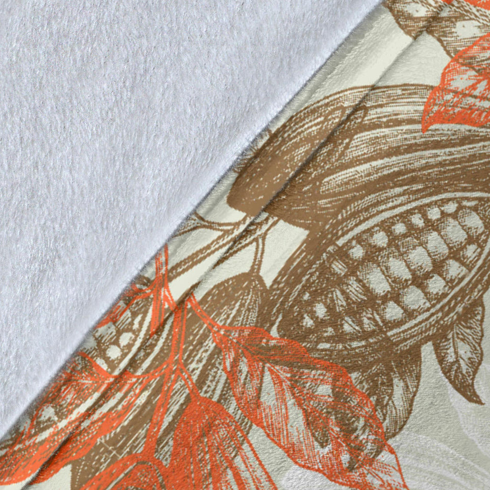 Cocoa Beans Cocoa Tree Pattern Premium Blanket