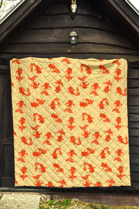 Goldfish Pattern Print Design 02 Premium Quilt