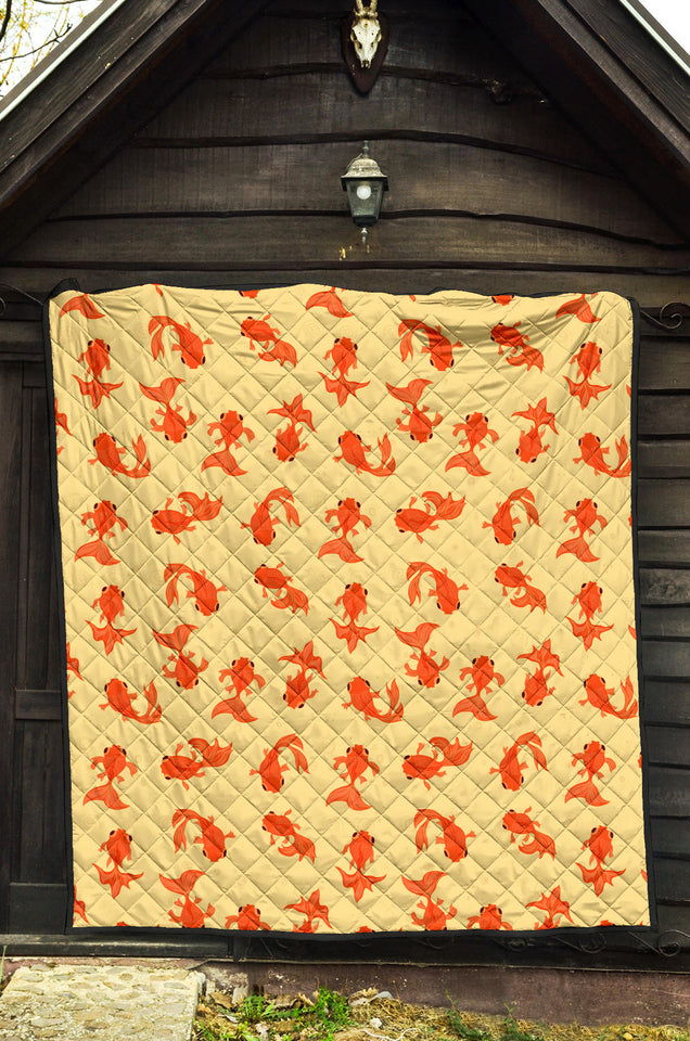 Goldfish Pattern Print Design 02 Premium Quilt
