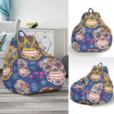 Sugar Skull Flower Pattern Bean Bag Cover