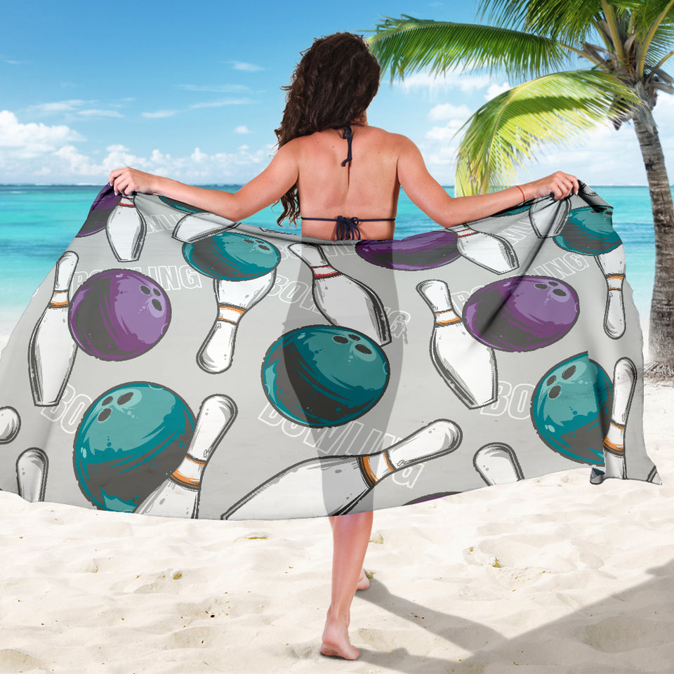 Bowling Ball And Pin Gray Background Sarong