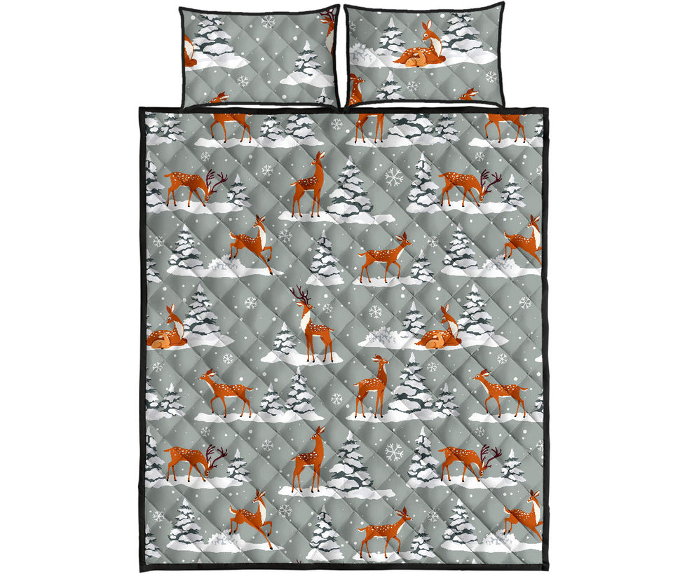 Beautiful deers Winter Christmas Quilt Bed Set