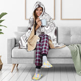 Classic Vintage Clock Pattern Hooded Blanket