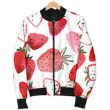 Watercolor Hand Drawn Beautiful Strawberry Pattern Women'S Bomber Jacket
