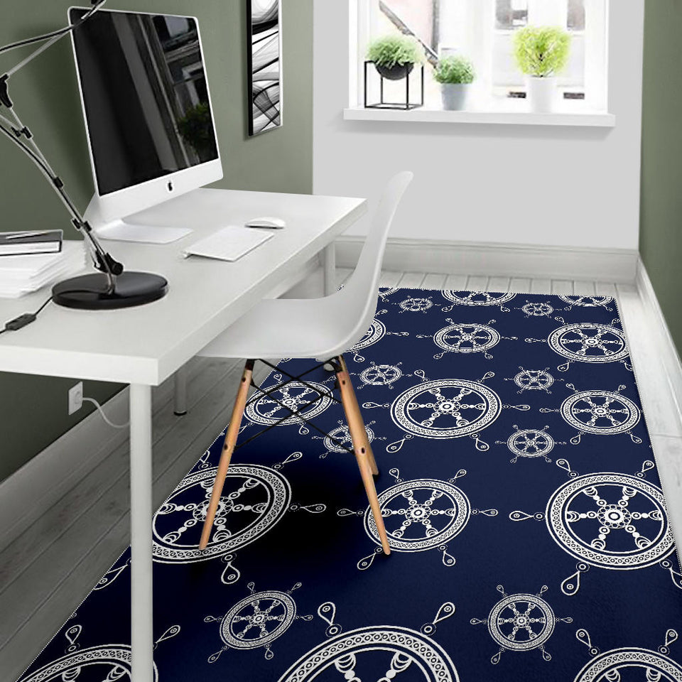 Nautical Steering Wheel Design Pattern Area Rug