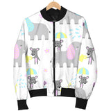 Cute Elephant Mouse Pattern Women'S Bomber Jacket