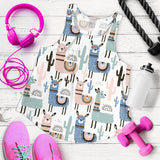 lama Alpaca cactus hand drawn pattern Women Racerback Tank Top