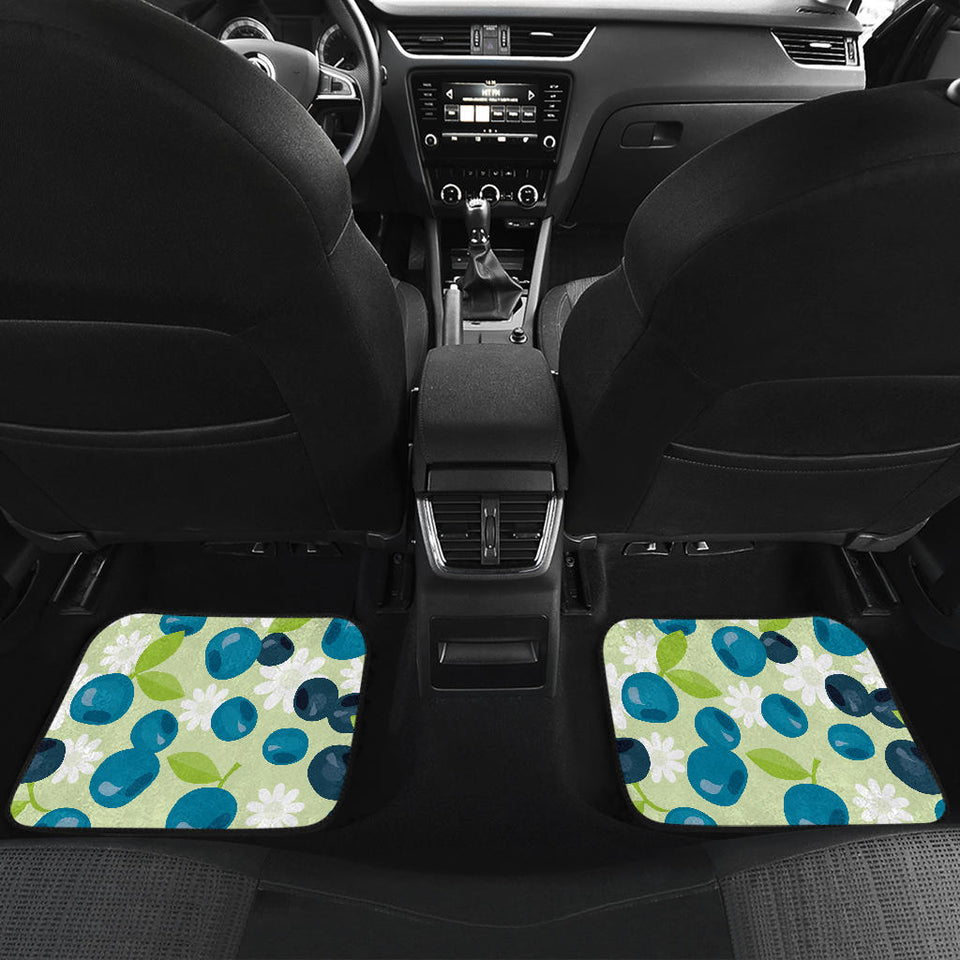 Blueberry Flower Pattern Front And Back Car Mats