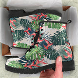 Heliconia Flowers, Palm And Monstera Leaves Leather Boots