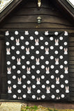 Cute White Rabbit Polka Dots Black Background Premium Quilt