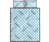Dragonfly pattern blue background Quilt Bed Set