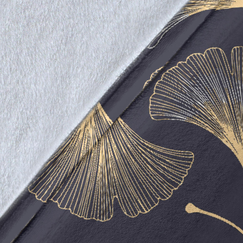Gold Ginkgo Leaves Premium Blanket