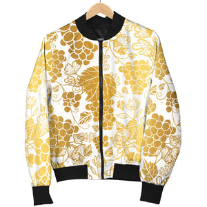 Gold Grape Pattern Women'S Bomber Jacket