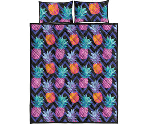 Pineapples pattern zigzag background Quilt Bed Set