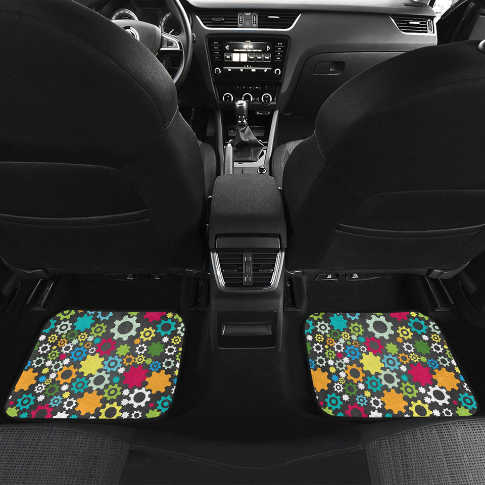 Gear Pattern Print Design 03 Front and Back Car Mats