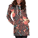 Fox Leaves Mushroom Pattern Women'S Hoodie Dress