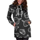 Garlic Pattern Black Background Women'S Hoodie Dress