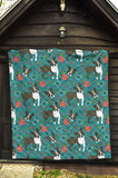 Boston Terrier Beautiful Flower Pattern Premium Quilt