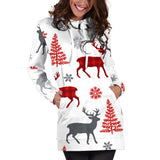 Deer Tree Snowflakes Chrismas Pattern Women'S Hoodie Dress