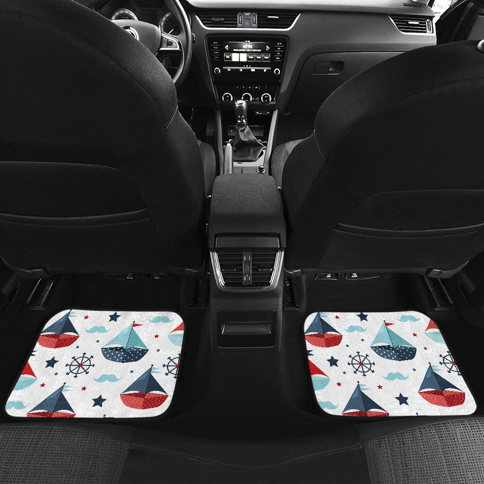 Cute Color Paper Sailboat Pattern Front And Back Car Mats