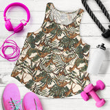 Monkey tropical leaves background Women Racerback Tank Top