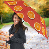 Oranges Pattern Red Background Umbrella