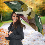 Japanese Cranes Flying Forest Dot Pattern Umbrella