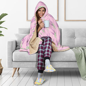 Lavender Pattern Pink Background Hooded Blanket