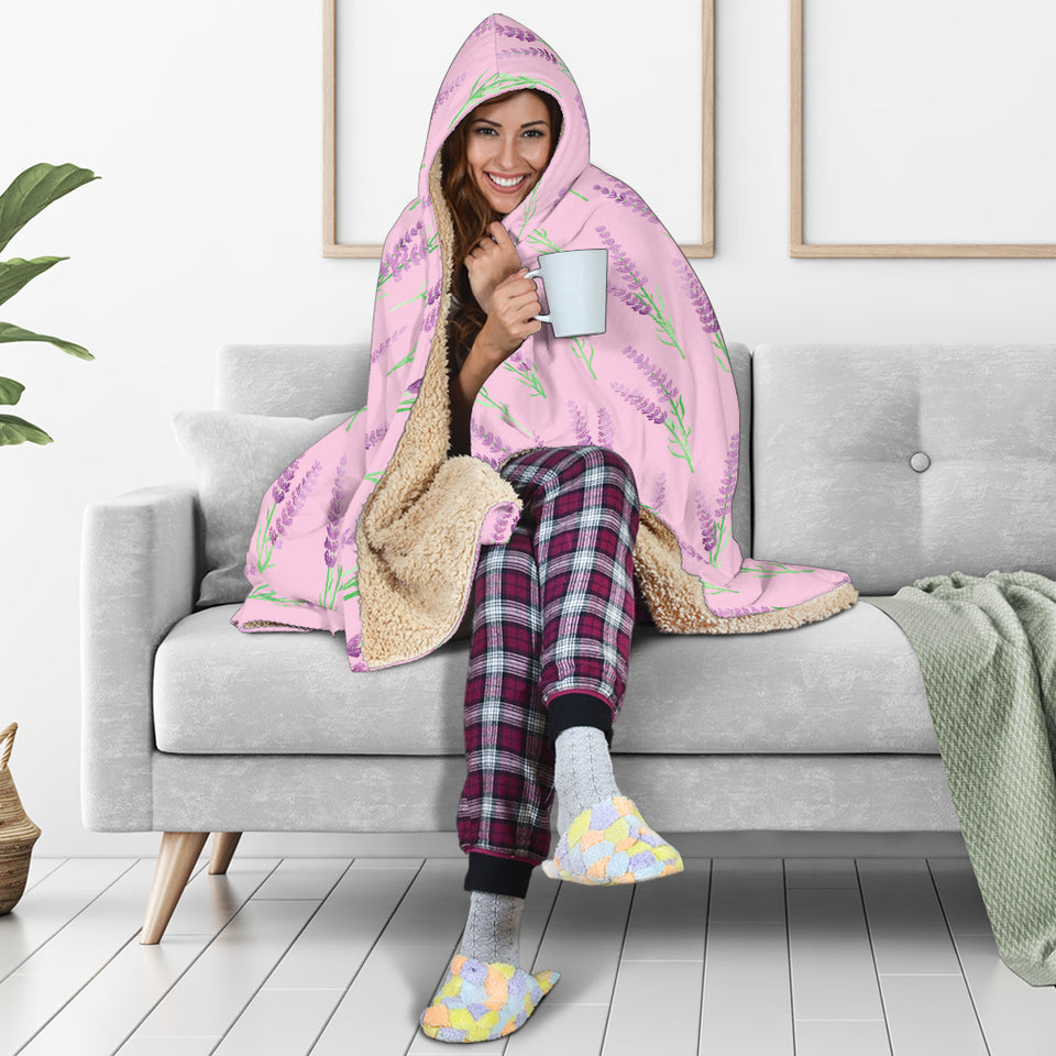 Lavender Pattern Pink Background Hooded Blanket