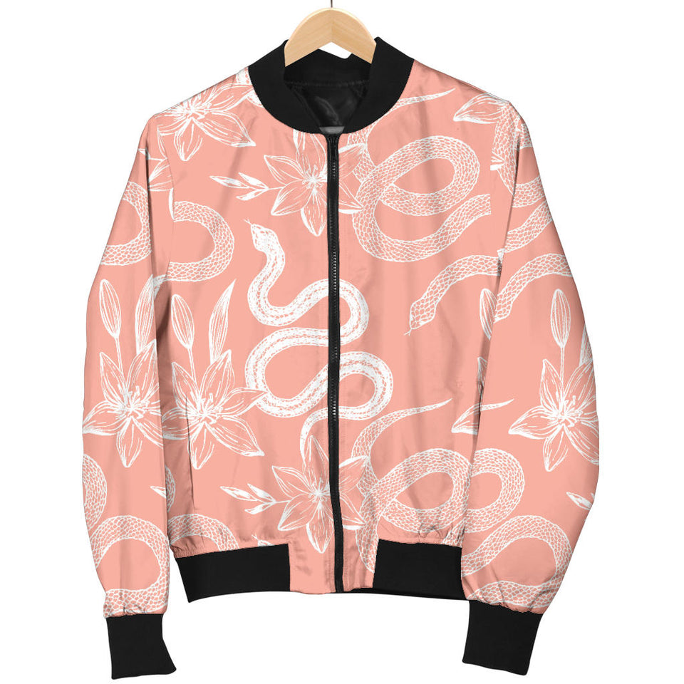 Snake Lilies Flower Pattern Men'S Bomber Jacket