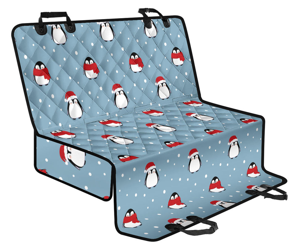 Cute Penguin Christmas Snow Pattern Dog Car Seat Covers