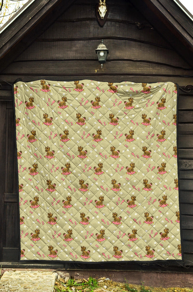 Yorkshire Terrier Pattern Print Design 01 Premium Quilt