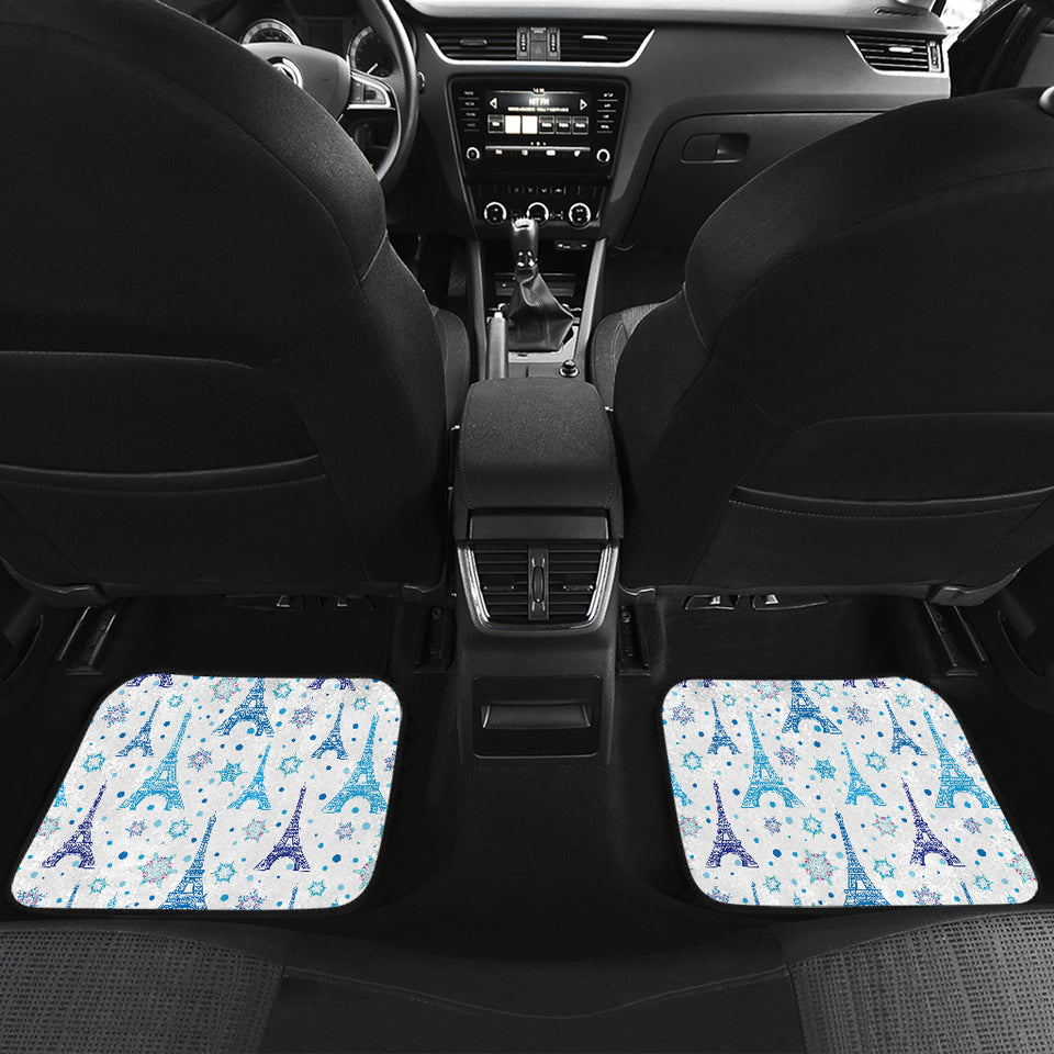 Eiffel Tower Pattern Print Design 01 Front and Back Car Mats