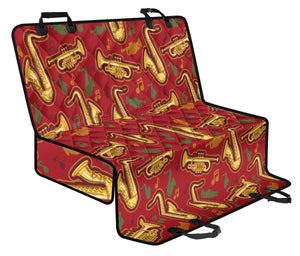 Saxophone Cornet Pattern Red Background Dog Car Seat Covers