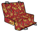 Saxophone Cornet Pattern Red Background Dog Car Seat Covers