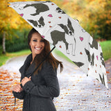 Boston Terrier Dog Hearts Vector Pattern Umbrella