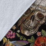 Skull Rose Humming Bird Flower Pattern Premium Blanket