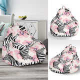 Zebra Pink Flower Background Bean Bag Cover