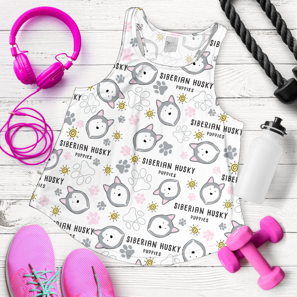 Siberian Husky design pattern Women Racerback Tank Top