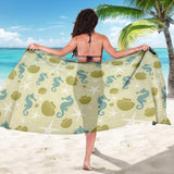 Seahorse Shell Starfish Pattern Background Sarong